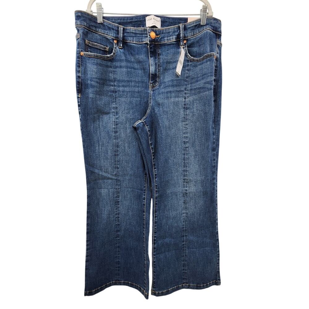 New NWT Lane Bryant Signature Fit Mid Rise Flare Jeans Size 18 Pin Tuck